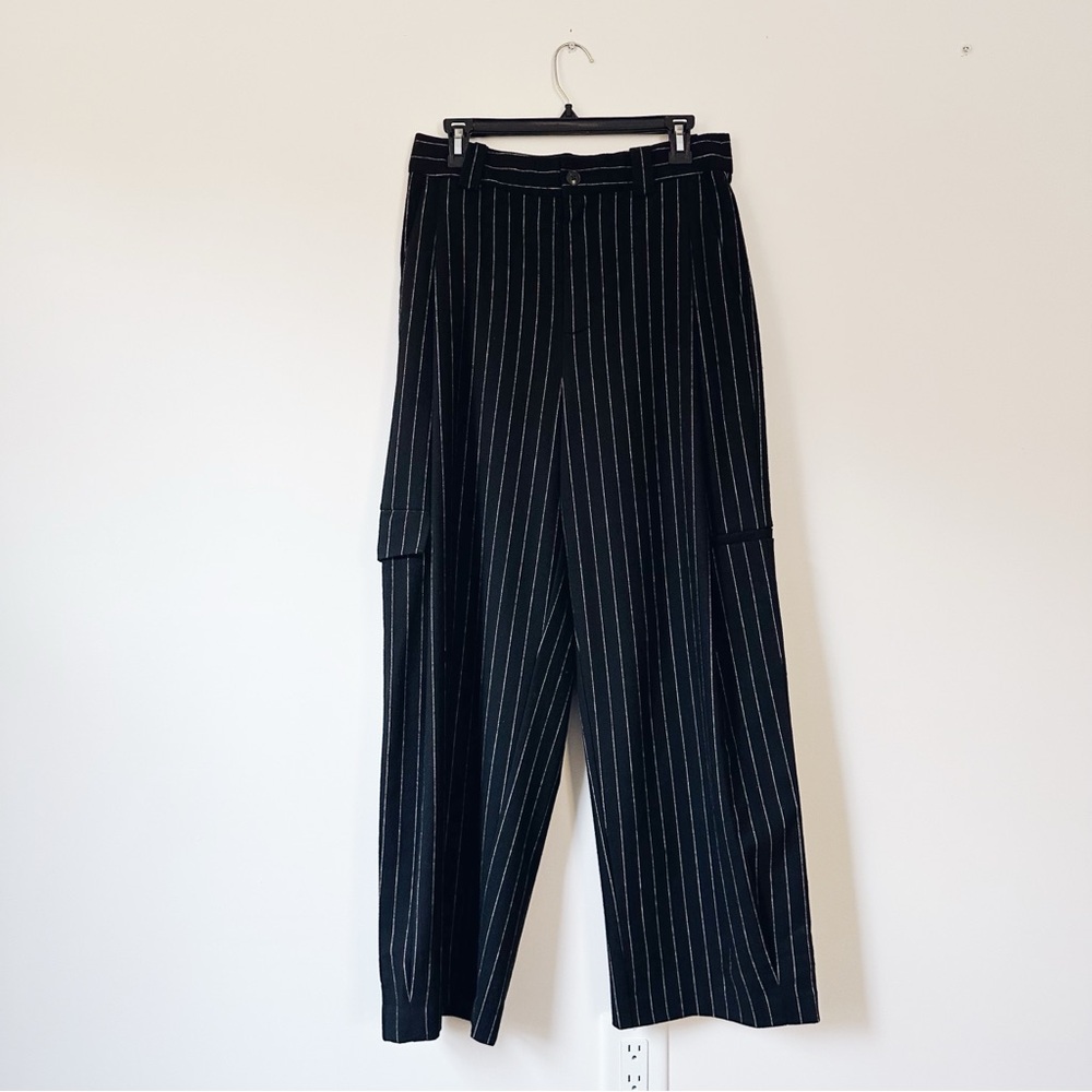 NEW Madewell Cargo Pants in Pinstripe Almost Black - Picture 6 of 9